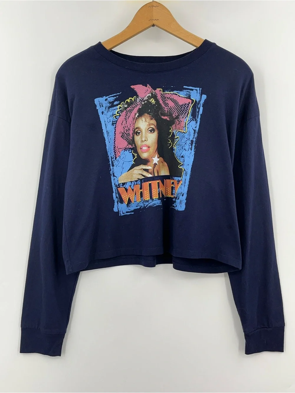 GAP teen Whitney Houston Tshirt tee 0744 long sleeve navy blue graphic girl kids